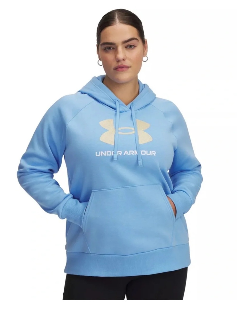NWT 1X Under Armour women’s Sky Blue Hoodie with Gold Logo